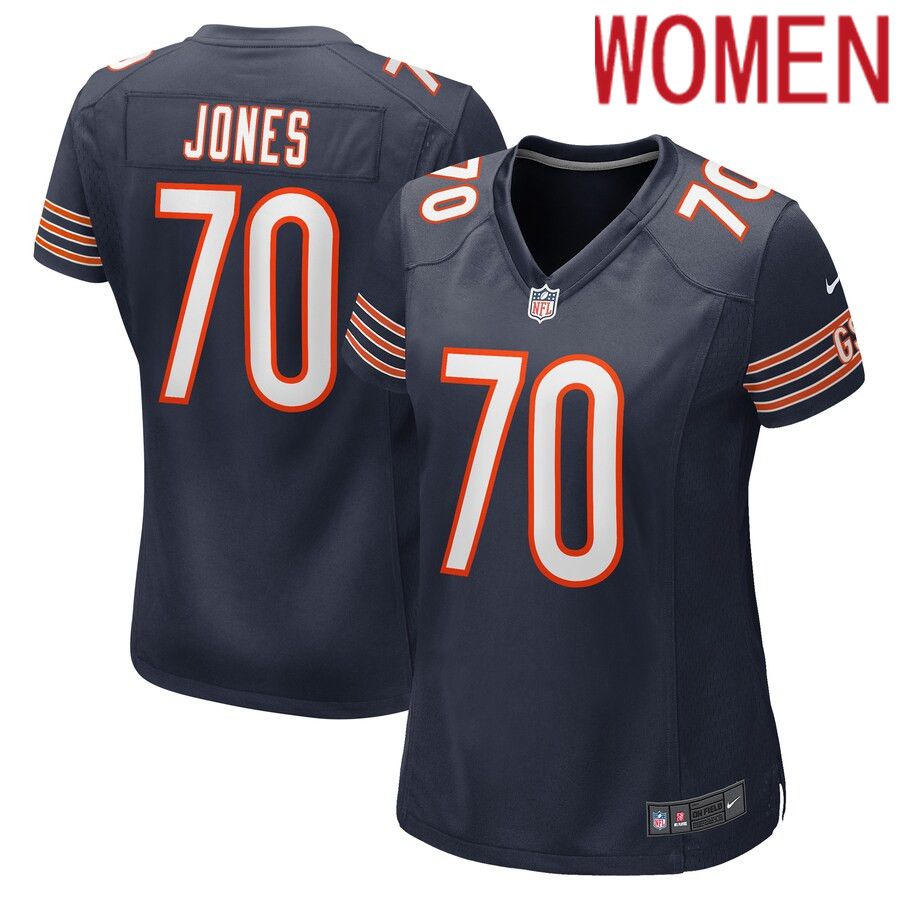 Women Chicago Bears #70 Braxton Jones Nike Navy Game Player NFL Jersey->women nfl jersey->Women Jersey